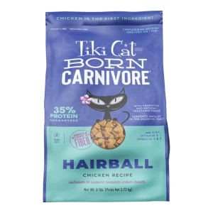 Tiki Cat Born Carnivore Hairball Control Dry Cat Food, Chicken, 6 lb