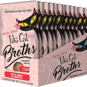 Tiki Cat Broths Wet Cat Food Topper - Beef, 1.3 oz Pouches 12 ct
