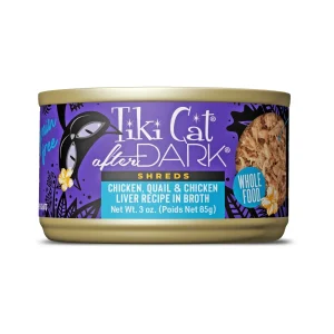 Tiki Pet Cat After Dark Shreds Chicken & Quail, 3 oz each, Case of 12