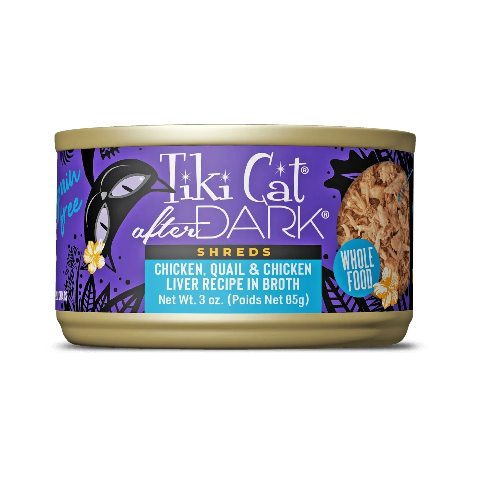Tiki Pet Cat After Dark Shreds Chicken & Quail, 3 oz each, Case of 12
