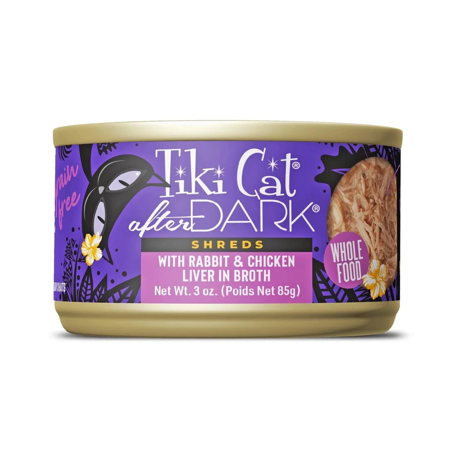 Tiki Pet Cat After Dark Shreds Rabbit & Chicken Liver, 3 oz each, Case of 12