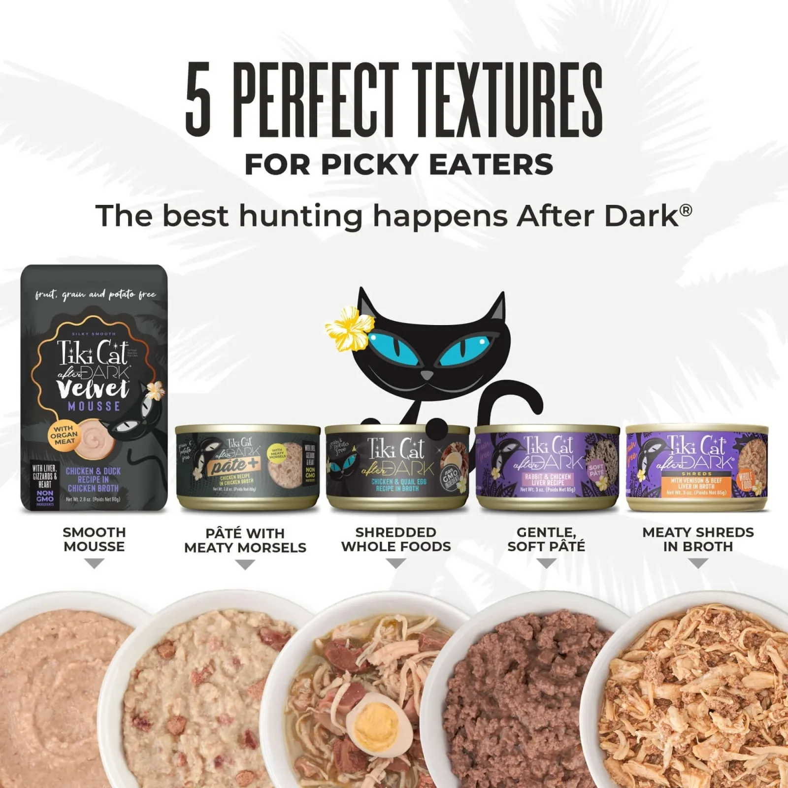 Tiki Pet Cat After Dark Shreds Rabbit & Chicken Liver, 3 oz each, Case of 12 - Image 2