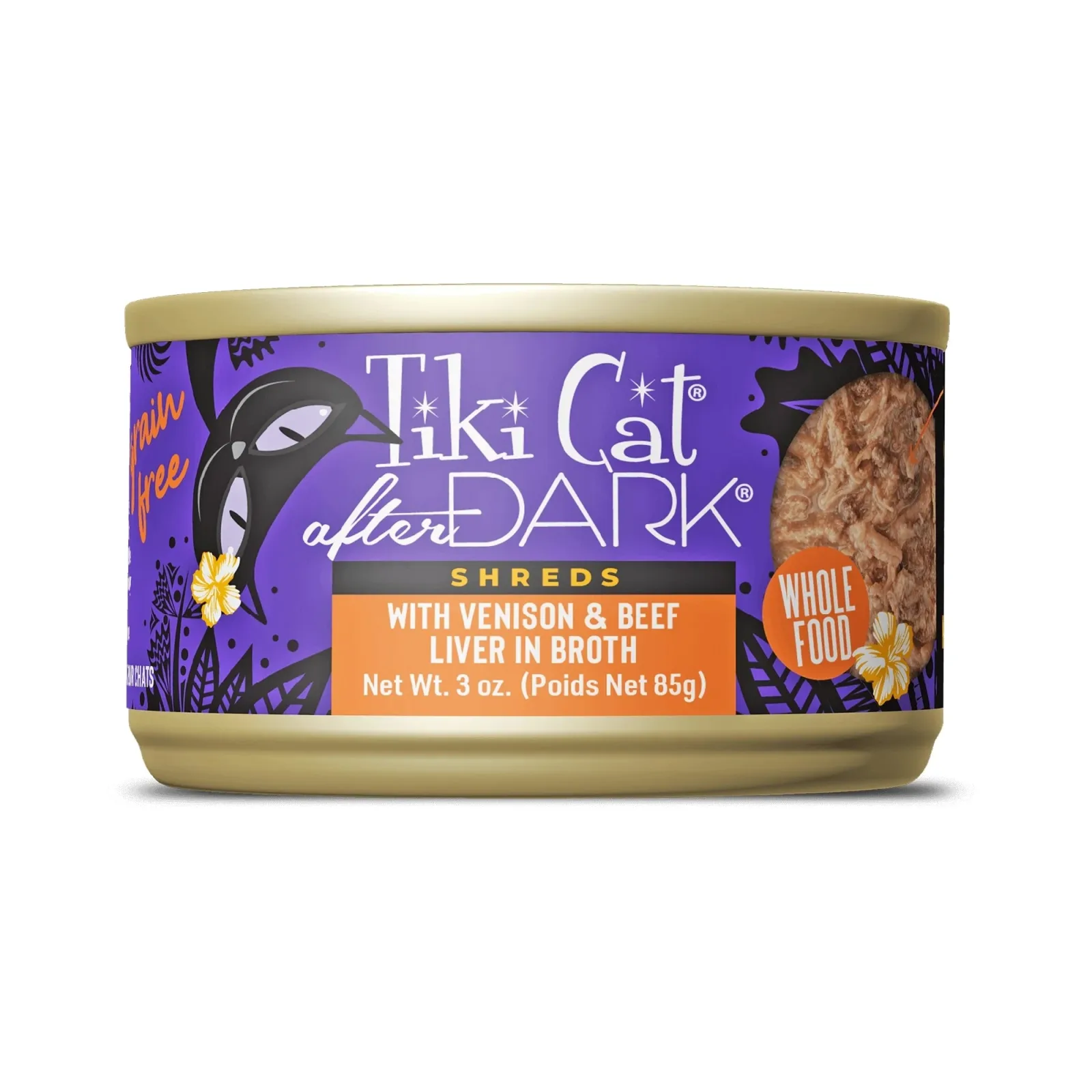 Tiki Pet Cat After Dark Shreds Venison & Beef Liver, 3 oz each, Case of 12