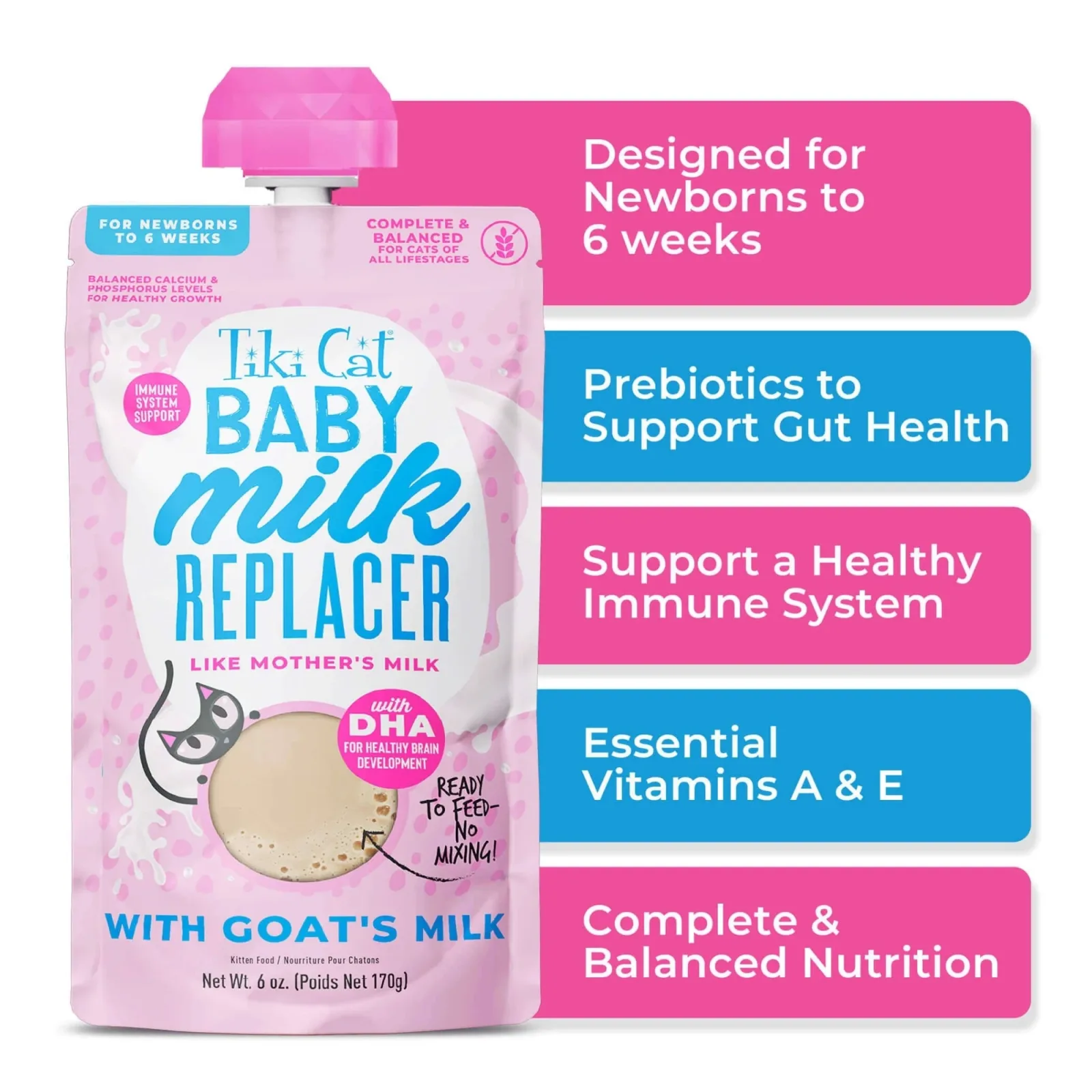 Tiki Pet Cat Milk Replacer Kitten Goat Milk, 6 oz each, Case of 6 - Image 2