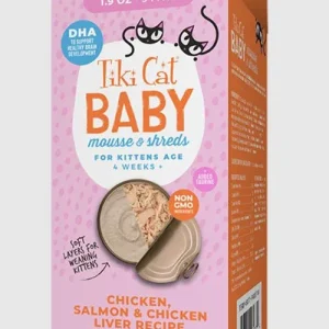 Tiki Pet Cat Mousse Kitten Salmon Chicken Liver 1.9 oz. 3 ct