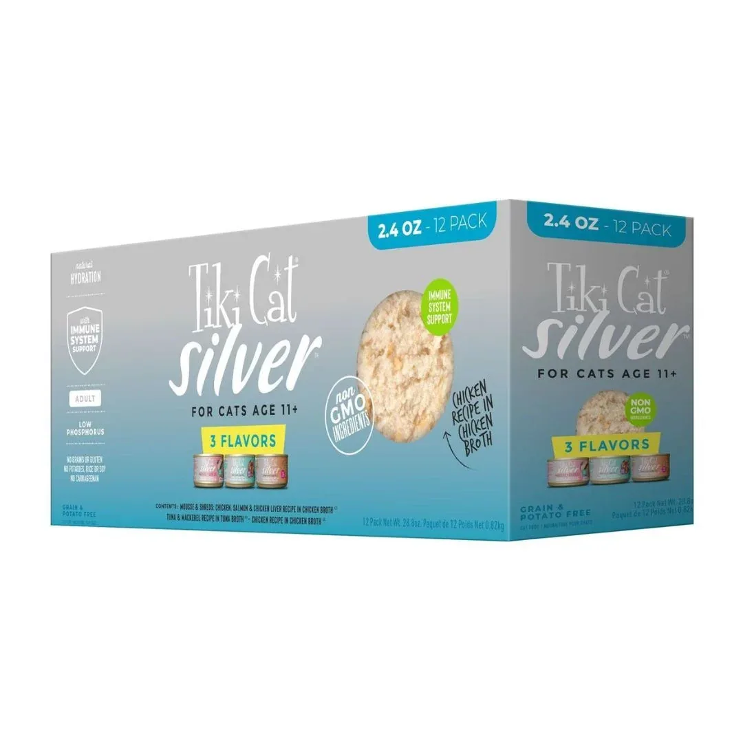 Tiki Pet Cat Silver Chicken 2.4 oz Variety Pack