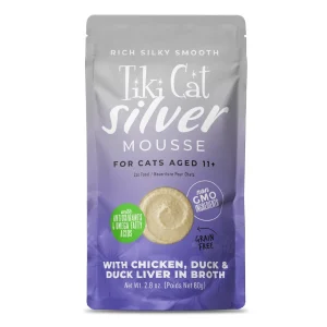 Tiki Pet Cat Silver Mousse Chicken, Duck, Duck Liver, 2.8 oz each, Case of 12