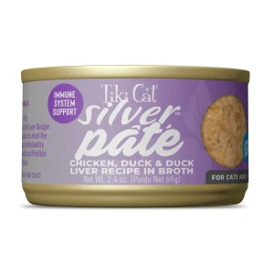 Tiki Pet Cat Silver Pate Chicken, Duck, Duck Liver, 2.4 oz each, Case of 12