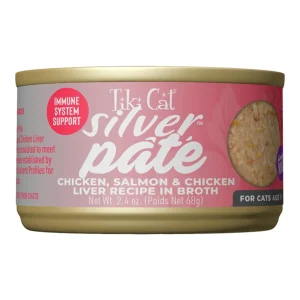 Tiki Pet Cat Silver Pate Chicken & Salmon, 2.4 oz each, Case of 12