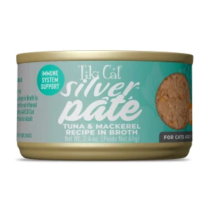 Tiki Pet Cat Silver Pate Tuna & Mackerel, 2.4 oz each, Case of 12