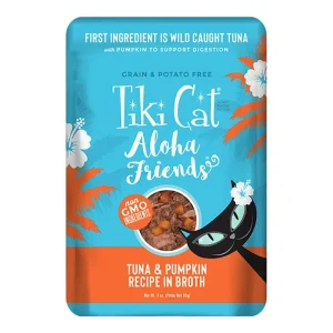Tiki Pets Aloha Friends Flaked Tuna with Pumpkin Wet Cat Food, 3 oz Pouch 12 ct