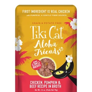 Tiki Pets Aloha Friends Wet Cat Food - Chicken, Pumpkin and Beef in Broth, 2.5 oz, 12 ct