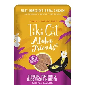 Tiki Pets Aloha Friends Wet Cat Food - Chicken, Pumpkin and Duck in Broth, 2.5 oz, 12 ct