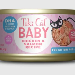 Tiki Pets Cat Baby Kitten Whole Foods with Chicken and Salmon Recipe 2.4 oz. 12 ct