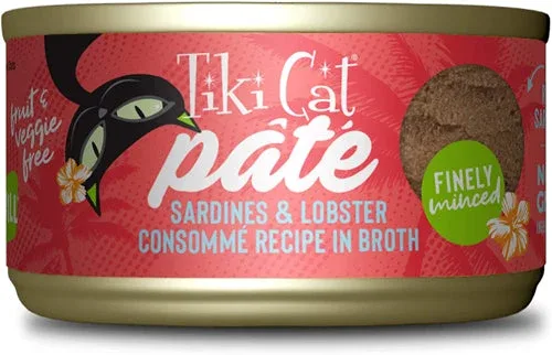 Tiki Pets Cat Grill Sardines and Lobster Consomme' Pate 2.8 oz. 12 ct