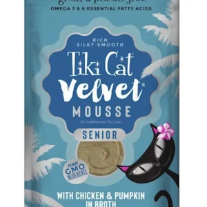 Tiki Pets Cat Senior Mousse with Chicken and Pumpkin in Broth 2.8 oz. 12 ct