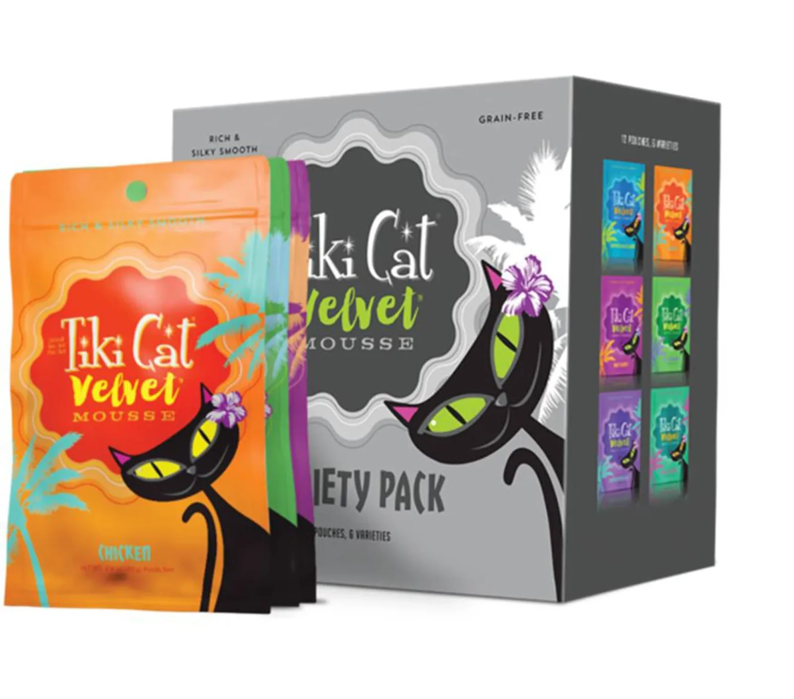 Tiki Pets Cat Velvet Mousse 2.8 oz. Variety Pack 12 ct