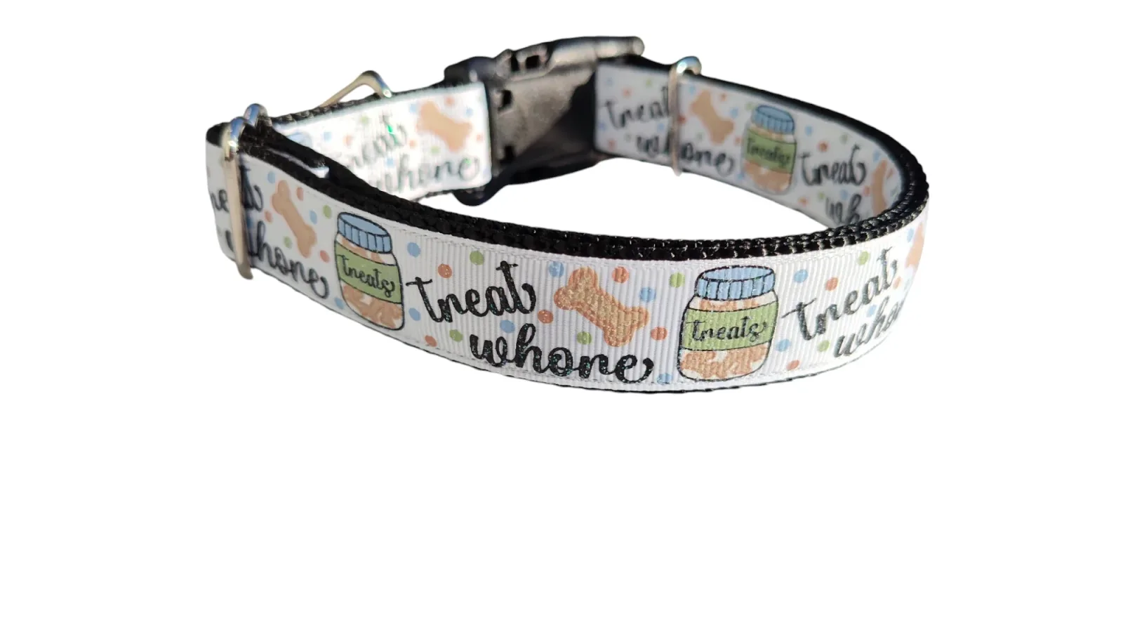Treat Whore Glitter Nylon Dog Collar - Image 2