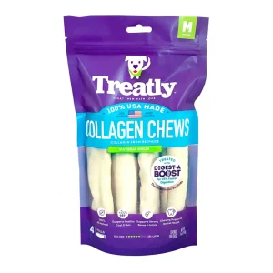 Treatly Collagen Chew Rolls Dog Treats Natural, Medium, 4-Count