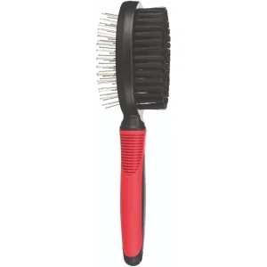 Trixie Double Sided Pin and Bristle Brush for Dogs (Black/Red)
