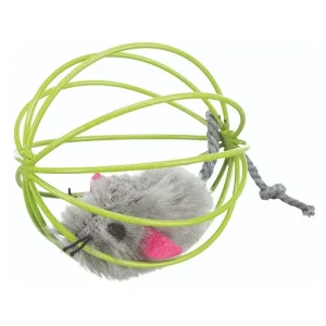 Trixie Mouse in a Wire Ball Toy for Cats (Yellow)