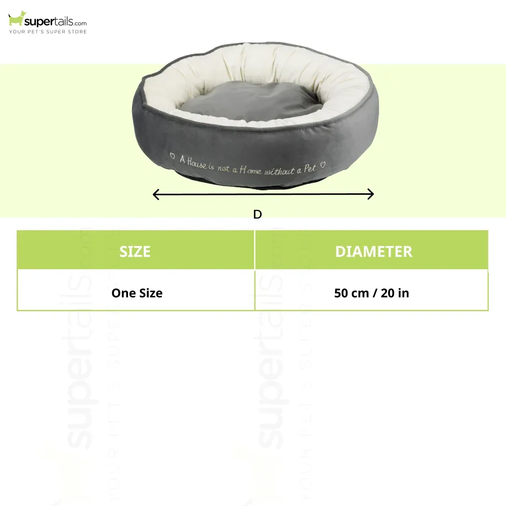 Trixie Pet's Home Round Bed for Dogs and Cats (Grey & Cream) - Image 2
