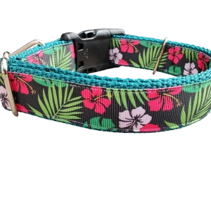 Tropical Flowers Nylon Dog Collar