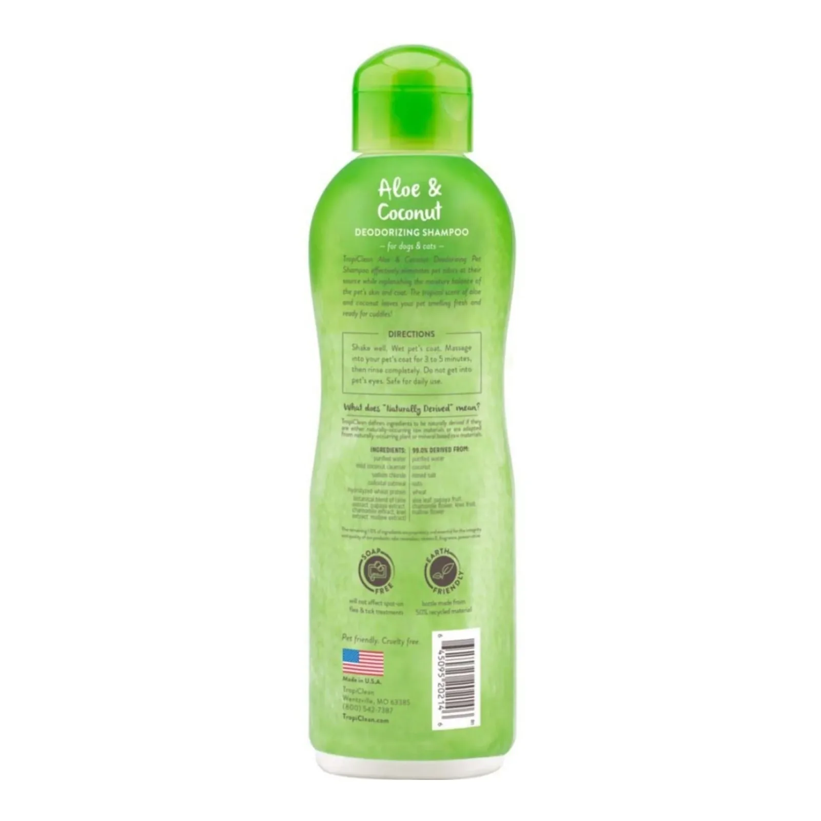 TropiClean Aloe & Coconut Deodorizing Pet Shampoo for Pets 20 fl oz - Image 2