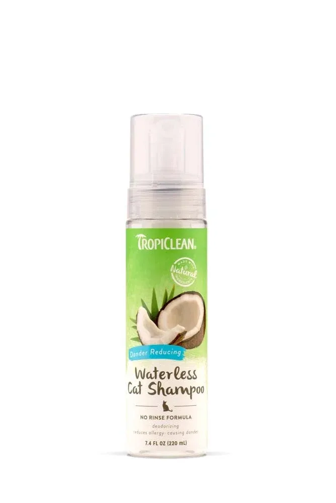 TropiClean Dander Reducing Waterless Shampoo for Cats 7.4 Fl. oz