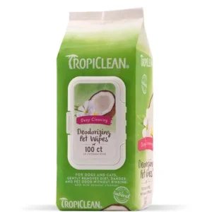 TropiClean Deep Cleaning Wipes for Dogs, 100-Count