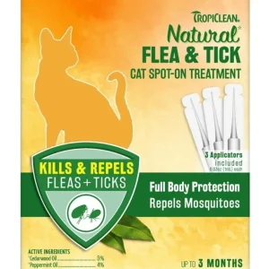 TropiClean Natural Flea & Tick Spot-On Treatment for Cats, 3-Count