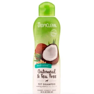 TropiClean Oatmeal & Tea Tree Medicated Itch Relief Pet Shampoo for Pets 20 oz