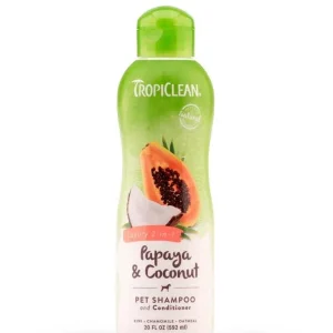 TropiClean Papaya & Coconut Luxury 2-in-1 Pet Shampoo and Conditioner for Pets 20 fl oz