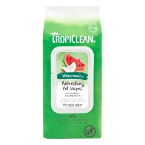 TropiClean Watermelon 2-in-1 Refreshing Pet Wipes, 100-Count