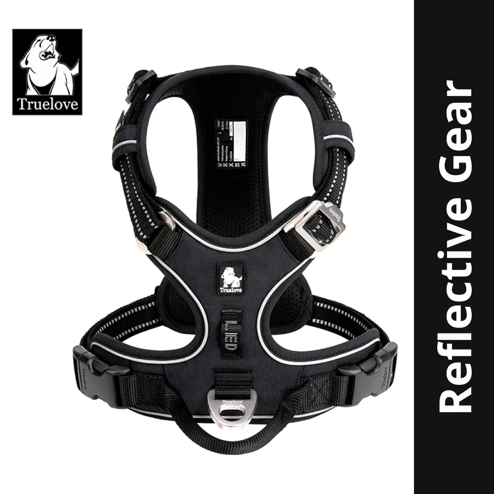 Truelove No Pull Cordura Harness with 3M Reflective Material for Dogs (Black)