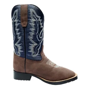 TuffRider Children's Acadia Square Toe Western Boot- Brown with Tan- 10C
