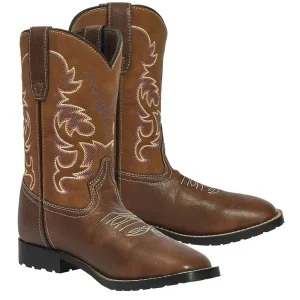 TuffRider Children's Kings Canyon Rounded Toe Western Boot- Brown- 10C