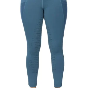 TuffRider Children's Minerva EquiCool Full Seat Tights With Phone Pocket and Loops-Ensign Blue-L