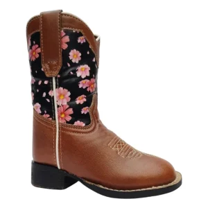 TuffRider Children's Pinnacles Square Toe Western Boot- Brown Floral- 10C