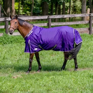 TuffRider Comfy-Fit Medium Weight Standard Neck Turnout Blanket with Adjustable Neck Opening- 1200D, 200 GSM- Purple- 84