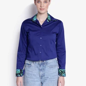 TuffRider Ladies ADEY Double Collar Shirt-Royal Blue -Large