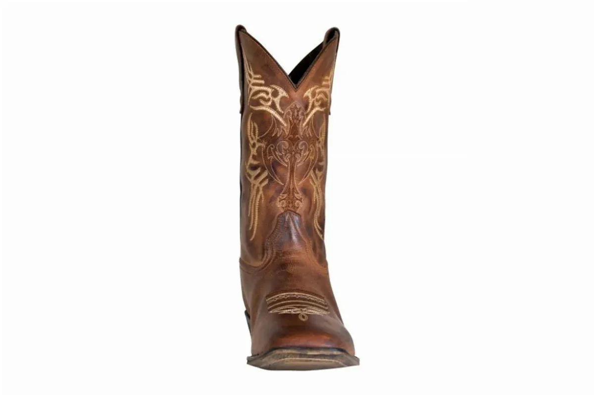 TuffRider Men's Lamar Western Boots - Wide Square Toe Cowboy Boots with Tooled Cross Design