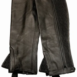 TuffRider Plus Rider Full Grain Leather Half Chaps for Horseback Riding - Extra Wide Fit