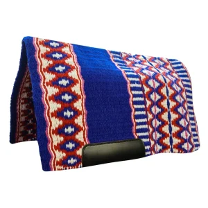 TuffRider Prescott Western Show Blanket with Wear Leathers- Royal/Red- 34 x 40