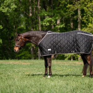 TuffRider Shelter Closed Front Heavyweight Stable Blanket-Black/Grey, 72 in
