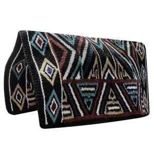 TuffRider Sheridan Western Woven Saddle Blanket- Black/Light Blue- 34 x 38