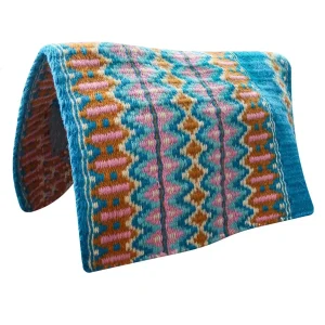 TuffRider Silverton Western Show Blanket- Teal Blue/Tan- 34 x 40