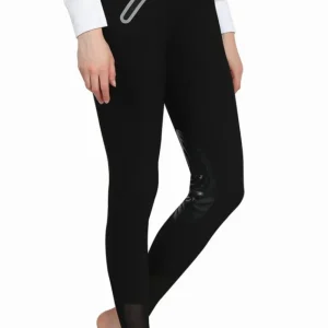 TuffRider Tiffany Ribbed Breeches - Silicone Knee Patch Riding Pants with Mesh Bottoms