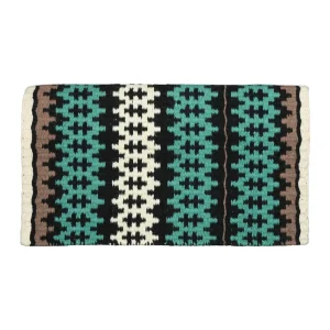 TuffRider Tulsa Double Weave Saddle Blanket-White/Green/Black-34 x 40 in