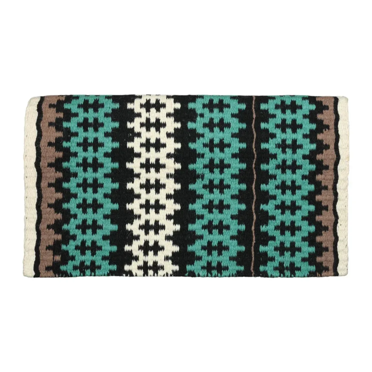 TuffRider Tulsa Double Weave Saddle Blanket-White/Green/Black-34 x 40 in